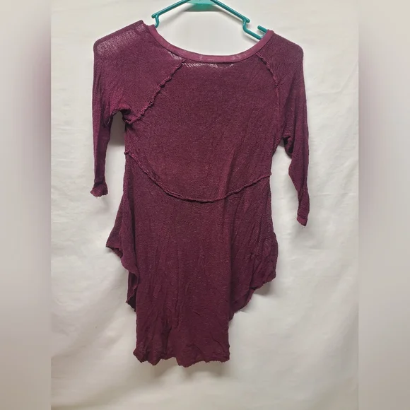 Free People Maroon Asymmetrical Boho Top - Picture 2 of 2